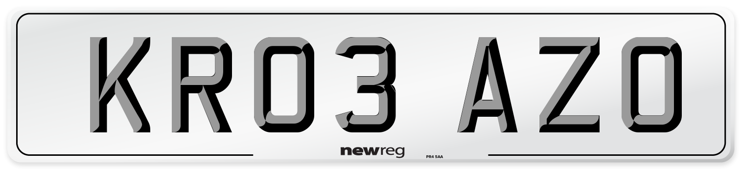 KR03 AZO Number Plate from New Reg
